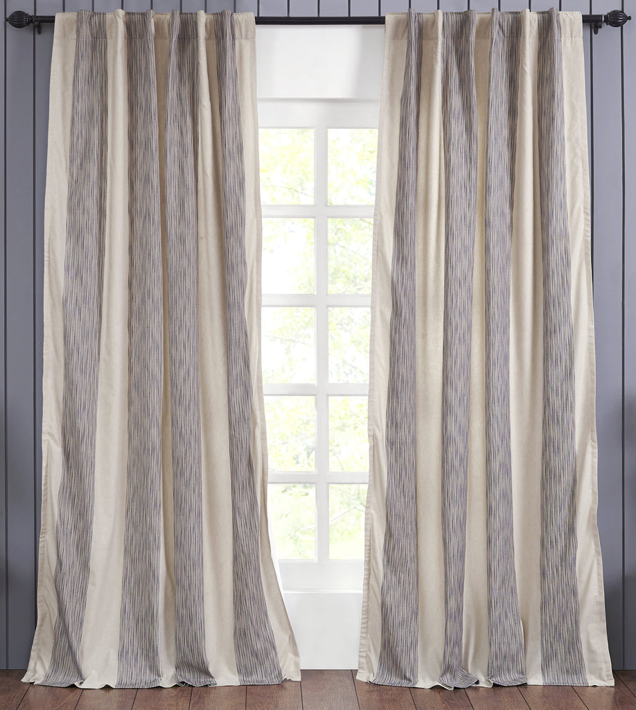 Hampton Cotton Stripes Drapery Panel - Navy