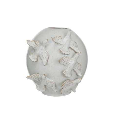 Stoneware Vase With Birds