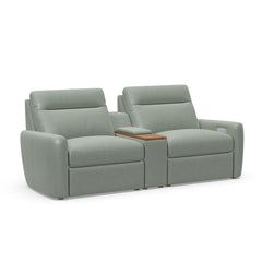 Keystone Leather Motion 2-Seat Sofa With Console