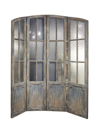 Distressed Blue Arched Screen