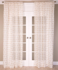 Linen Jute Knots Drapery Panel - White